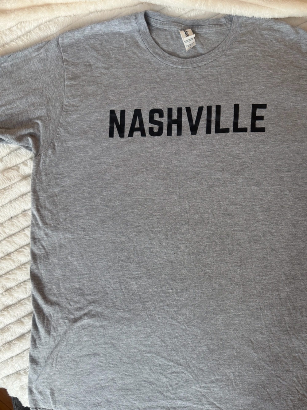 Tultex Gray Nashville Short Sleeve Tee with Black Text